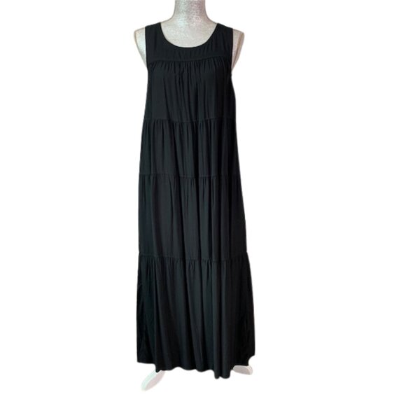 MAX STUDIO Tiered Sleeveless Maxi Dress in Black SIZE LARGE, NWT - Picture 2 of 12